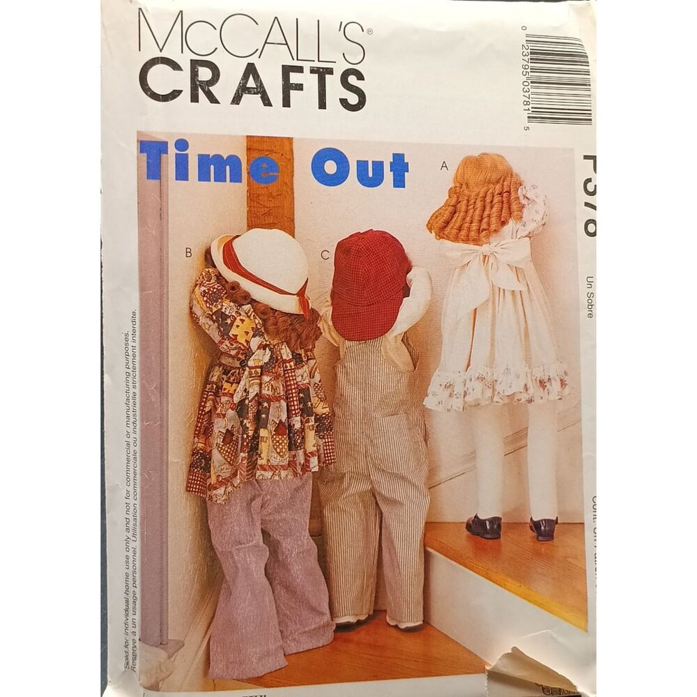 McCalls Crafts Time Out Doll Clothes Sewing Pattern P378 Vintage 1990s UNCUT Com